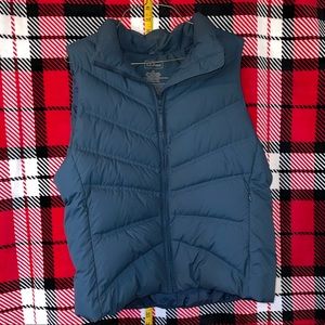 LL Bean XL Womens puffer vest fleece pockets warm L.L. Bean Teal Turqouise
